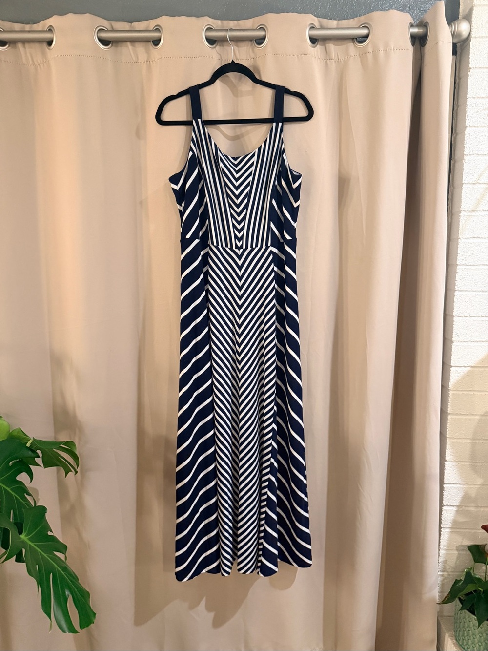 Maurices Navy and White Striped Dress with adjustable straps